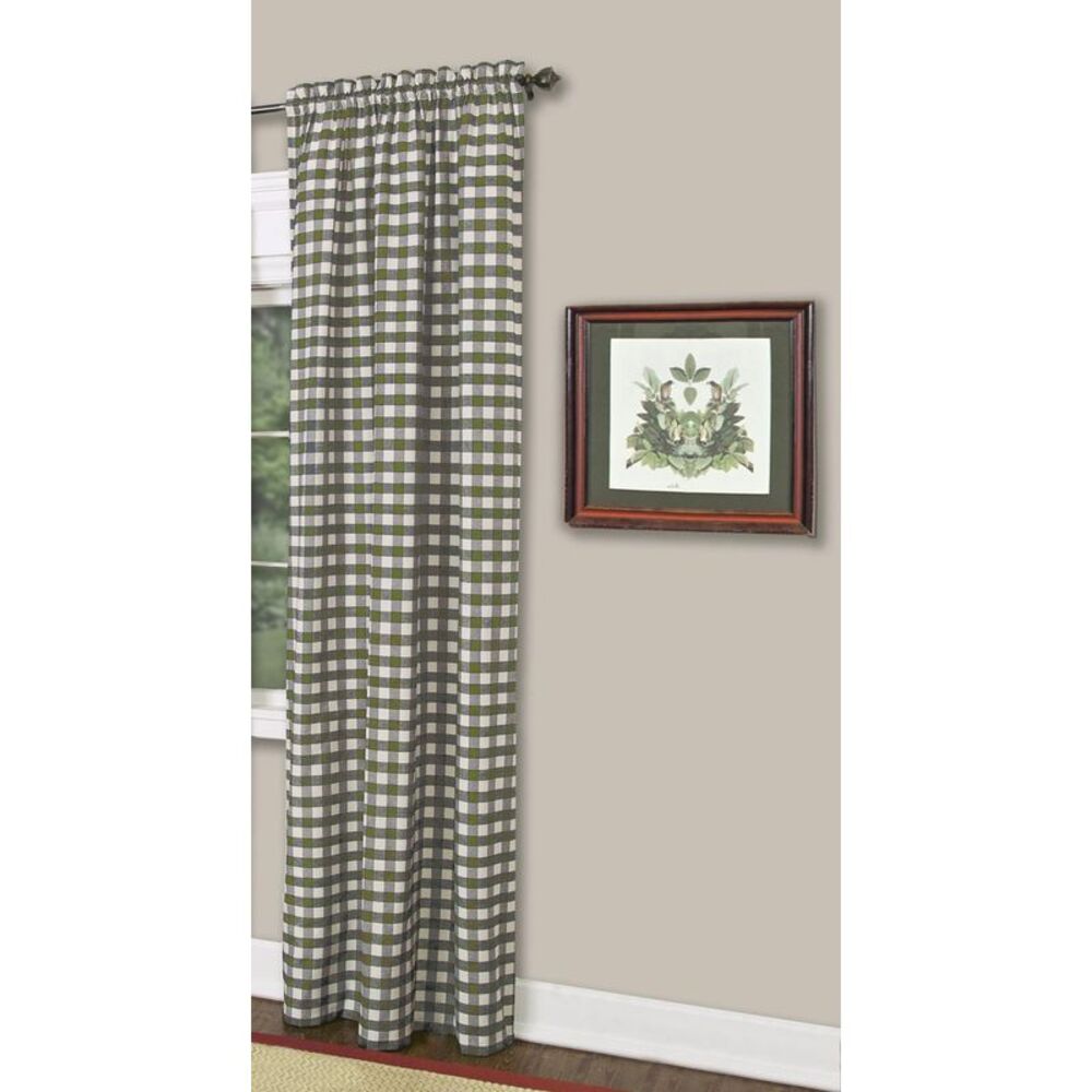 Traditional Elegance Buffalo Check Window Curtain Panel - 42x95 - Sage